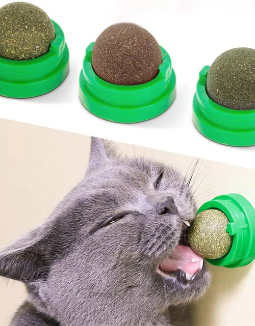 Load image into Gallery viewer, Natural Catnip Cat Wall Stick-on Ball Toy Scratchers Treats Healthy Natural Removes Balls to Promote Digestion Cat Grass Snack
