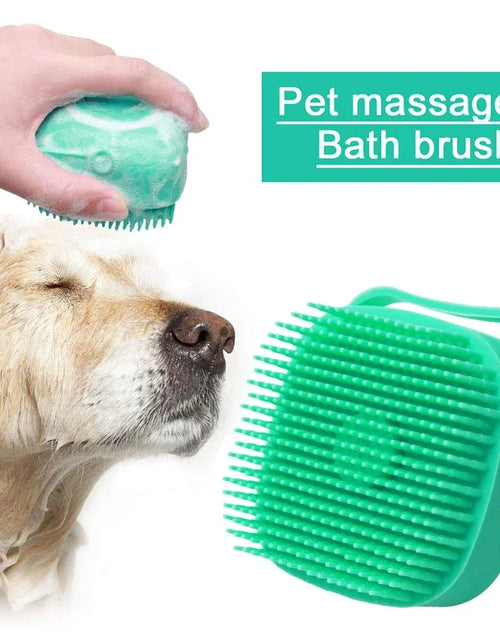 Load image into Gallery viewer, Pet Dog Shampoo Brush 2.7oz 80ml Cat Massage Comb Grooming Scrubber  for Bathing Short Hair Soft Silicone Rubber
