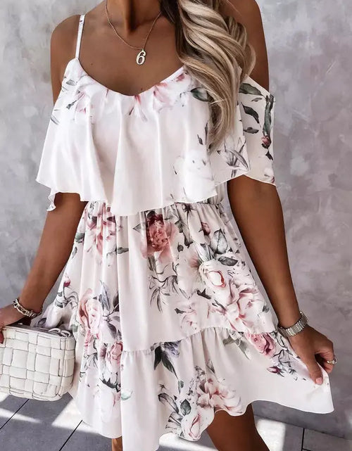 Load image into Gallery viewer, Off Shoulder Floral Mini Dress
